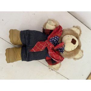 Vintage Furskins Xavier Roberts Plush Teddy Bear With Overalls 7" Toy‎